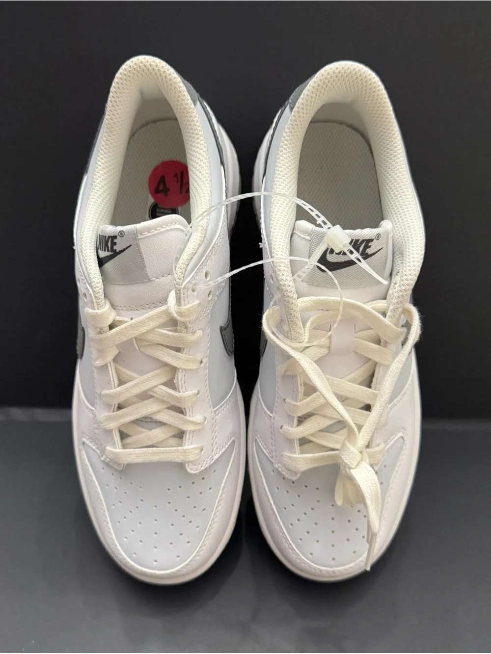 Nike Dunk Low GS “Reflective Swoosh White” Grey Sneakers FV0365 100 Size 4.5Y/6W